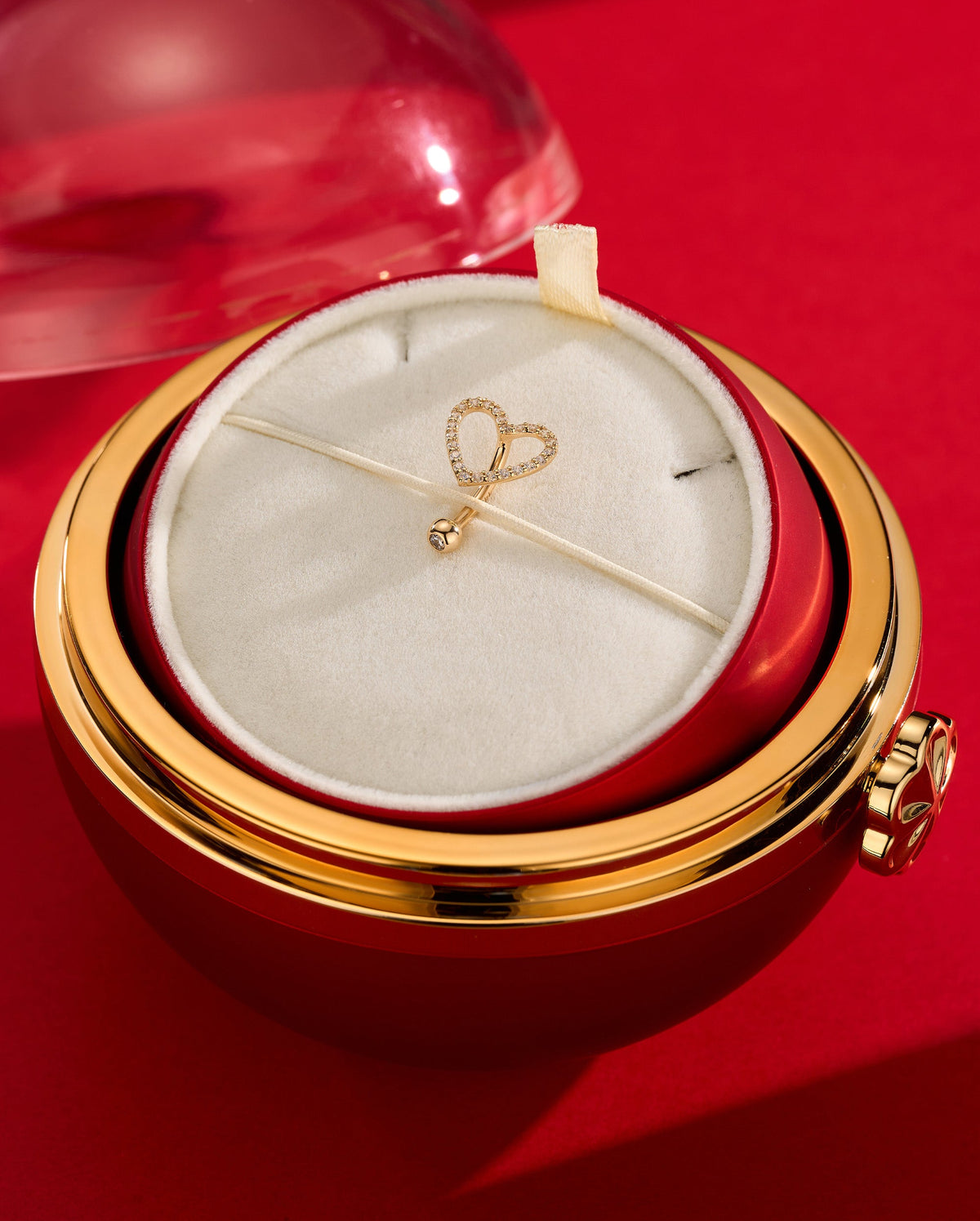 14K Gold Heart Top Belly Ring