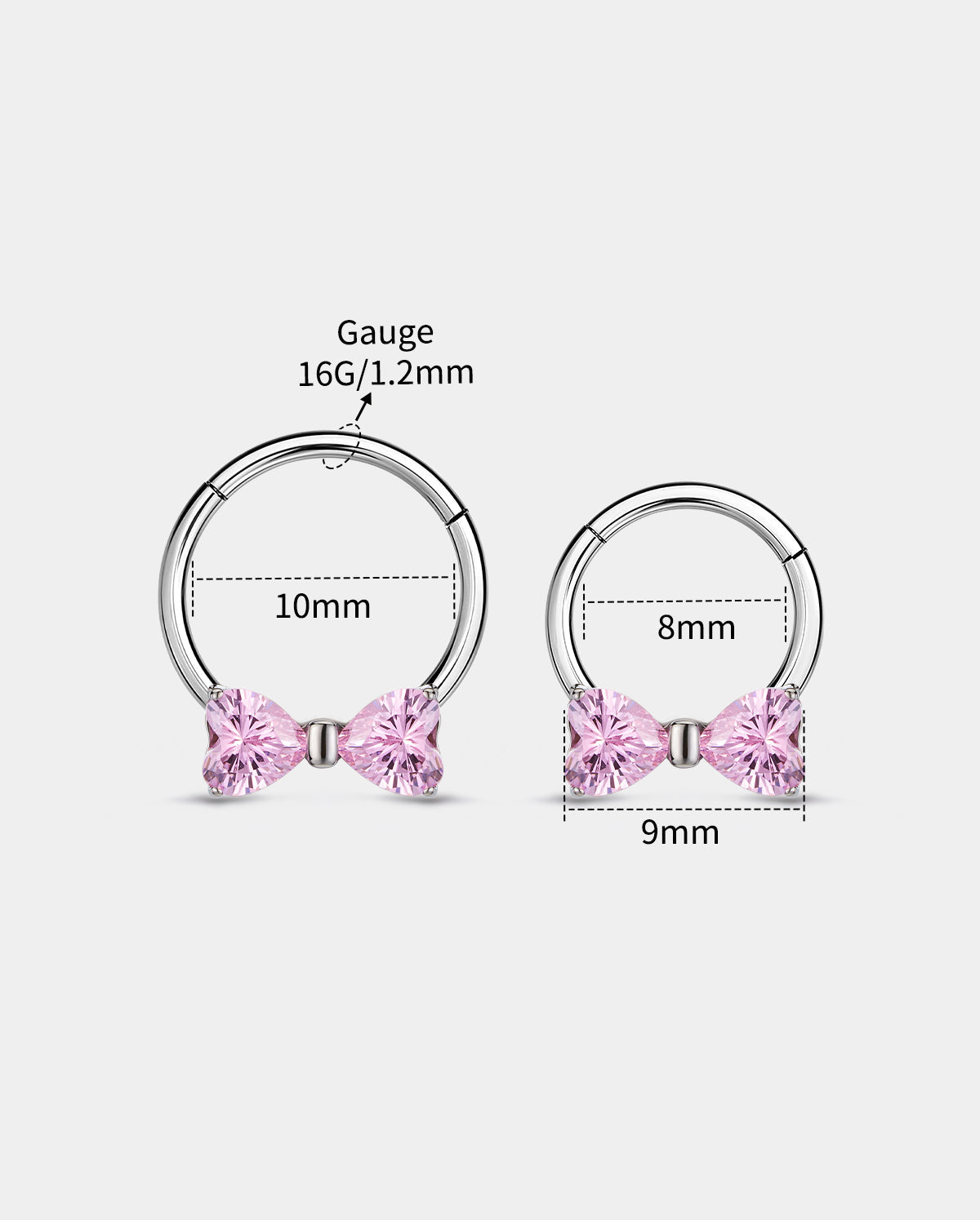 Pink CZ Bow Titanium Septum Ring
