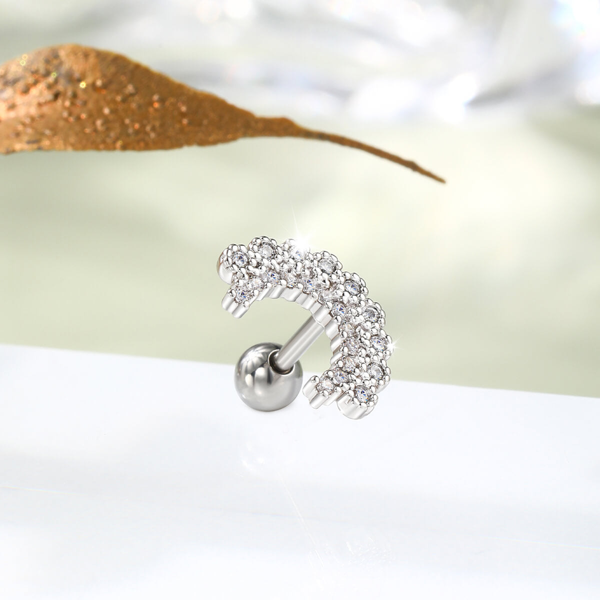 Curved Cluster CZ Cartilage Stud