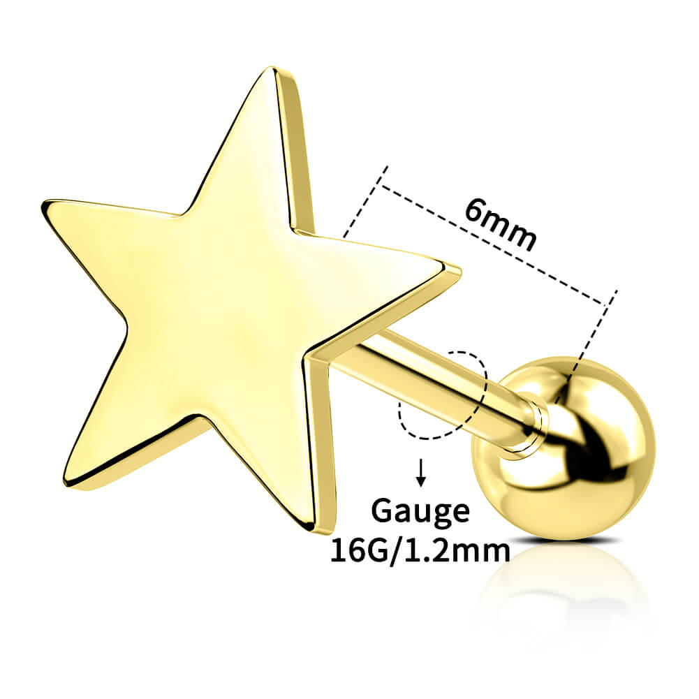 Flat Star Helix Stud Cartilage Earring