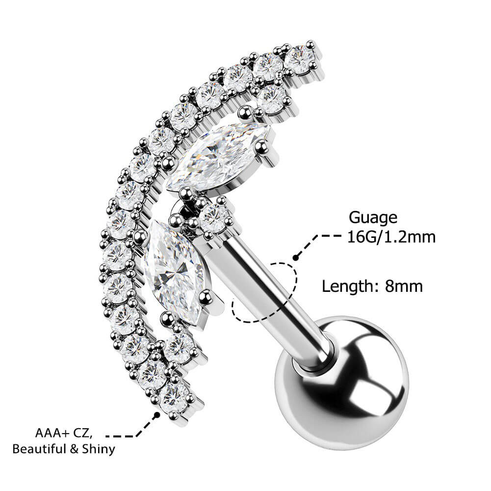 Half Round Shape Helix Stud Earring