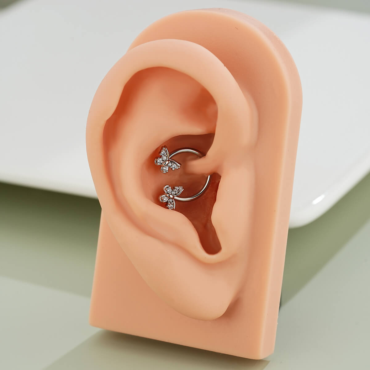 Butterfly Clear CZ Horeseshoe Septum Ring
