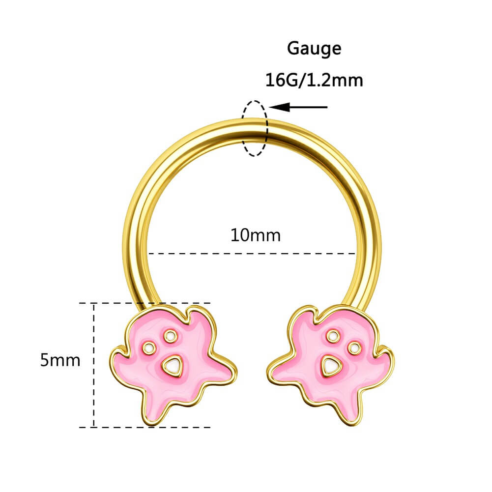 Pink Ghost Horseshoe Septum Ring