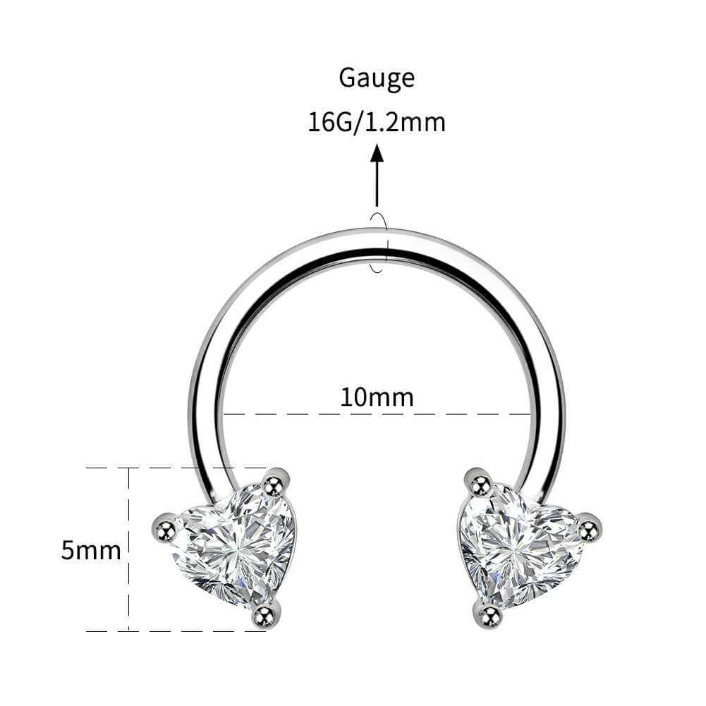 CZ Heart Horseshoe Septum Ring