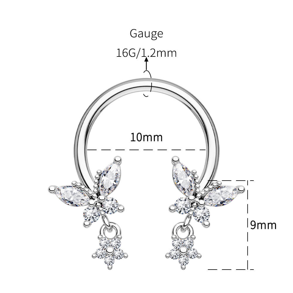 Butterfly Dangle Star Horseshoe Septum Ring