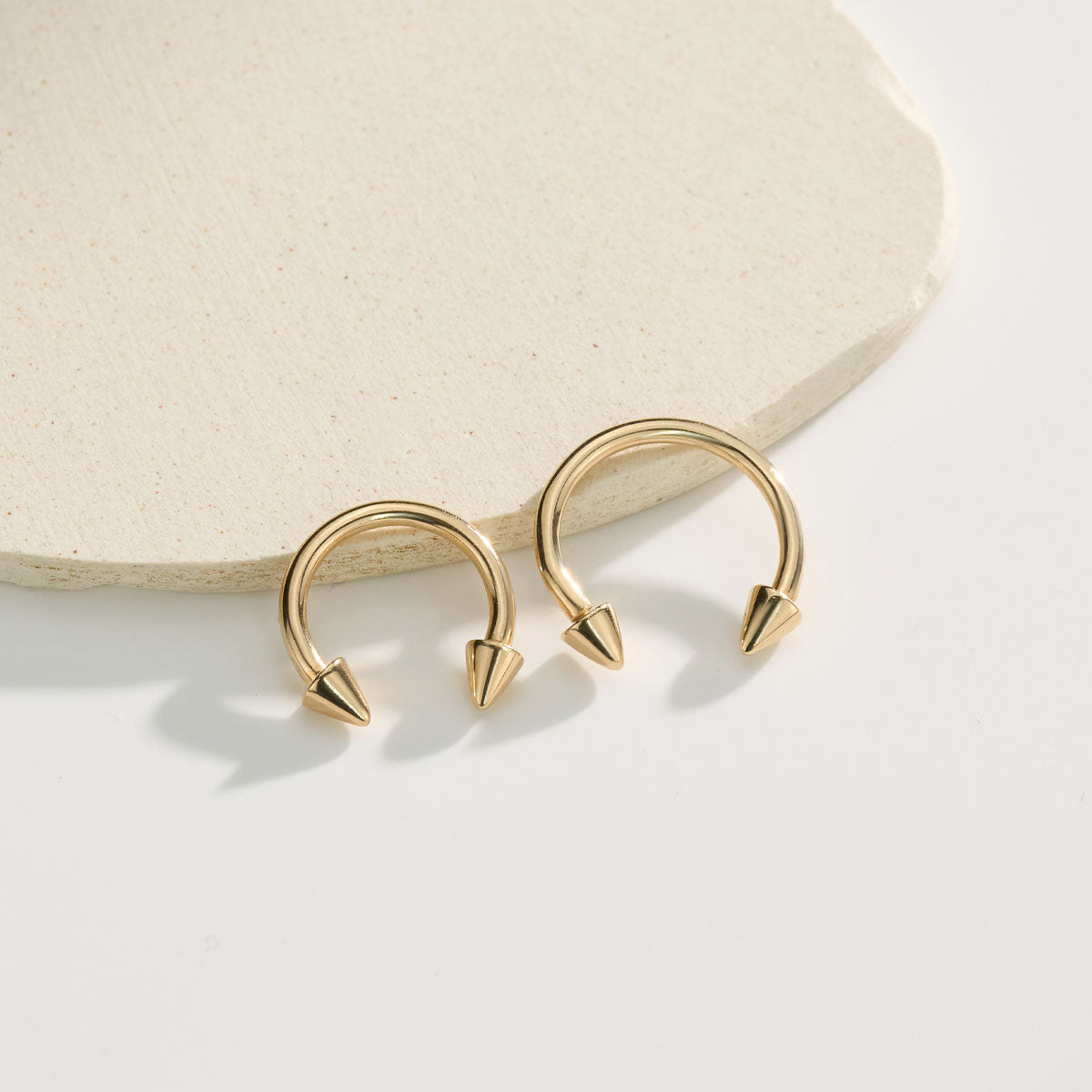 14K Solid Gold Spike Horseshoe Septum Ring