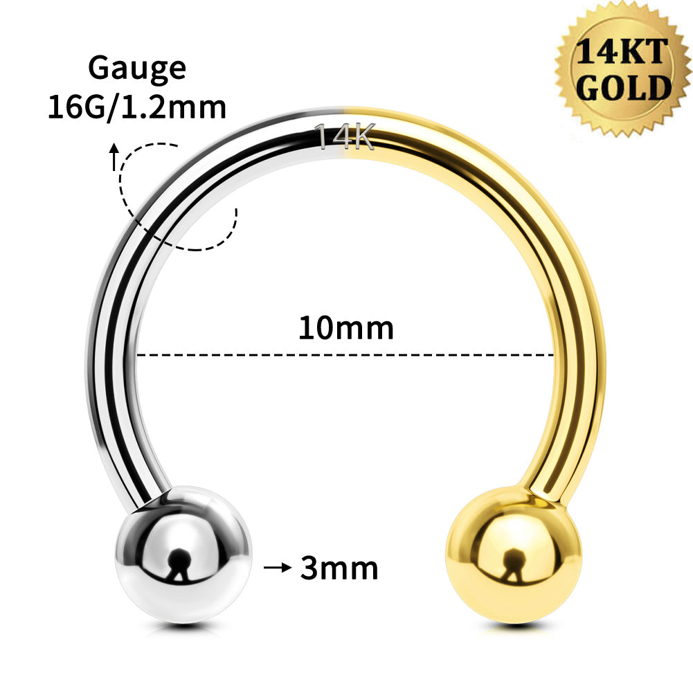 14K White and Yellow Gold Horseshoe Septum Ring