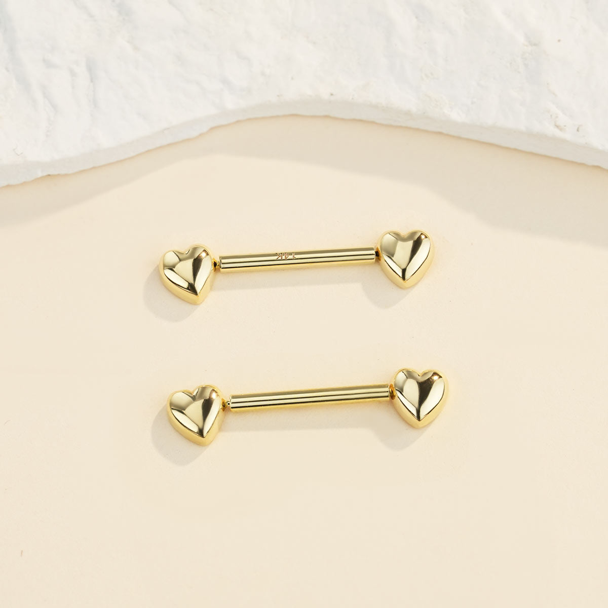 14K Gold Heart Nipple Barbell