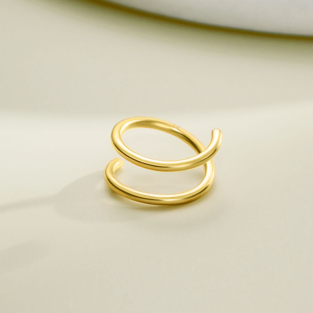 18G 14K Gold Double Hoop Segment Nose Ring