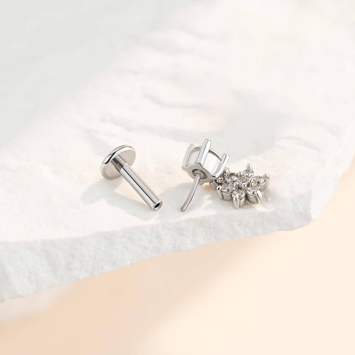 2PCS Flower Butterfly Threadless Helix Stud