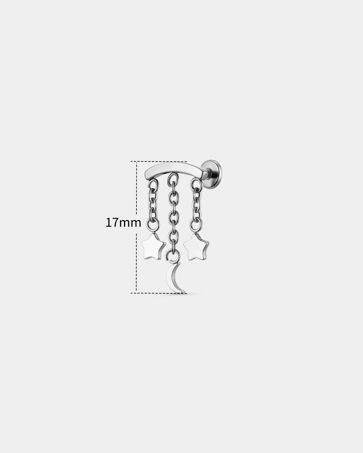Star & Moon Chain Threadless Hidden Helix Stud
