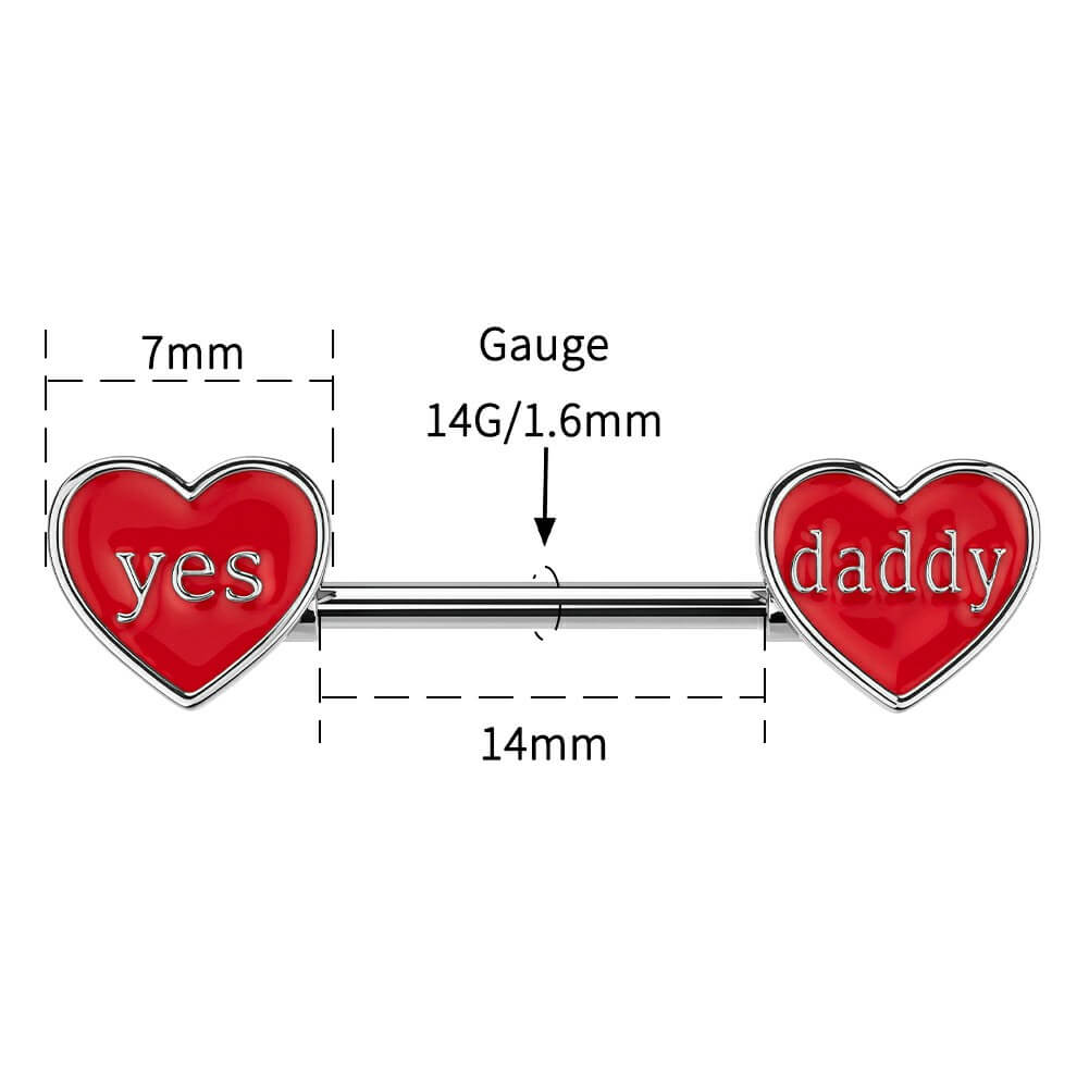 Letter Heart Nipple Rings 4PCS Set