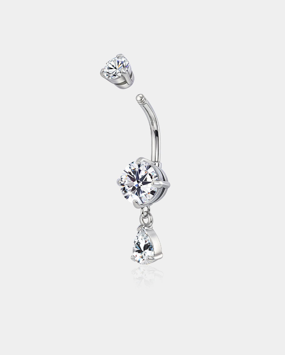 Triple CZ Dangle Belly Button Ring