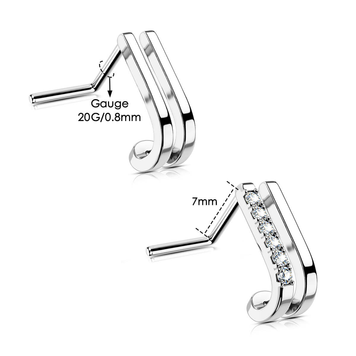 2PCS Musical Notes Nose Stud Pack