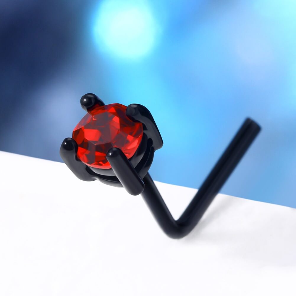 3PCS Black & Red Spider Nose Stud Set