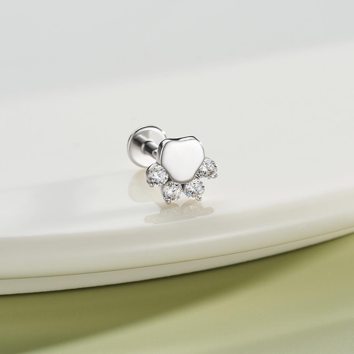 Dog Paw Internally Threaded S925 Helix Stud