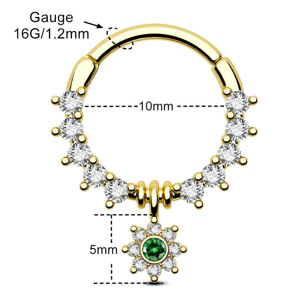 Clear CZ Sunflower Clicker Septum Ring