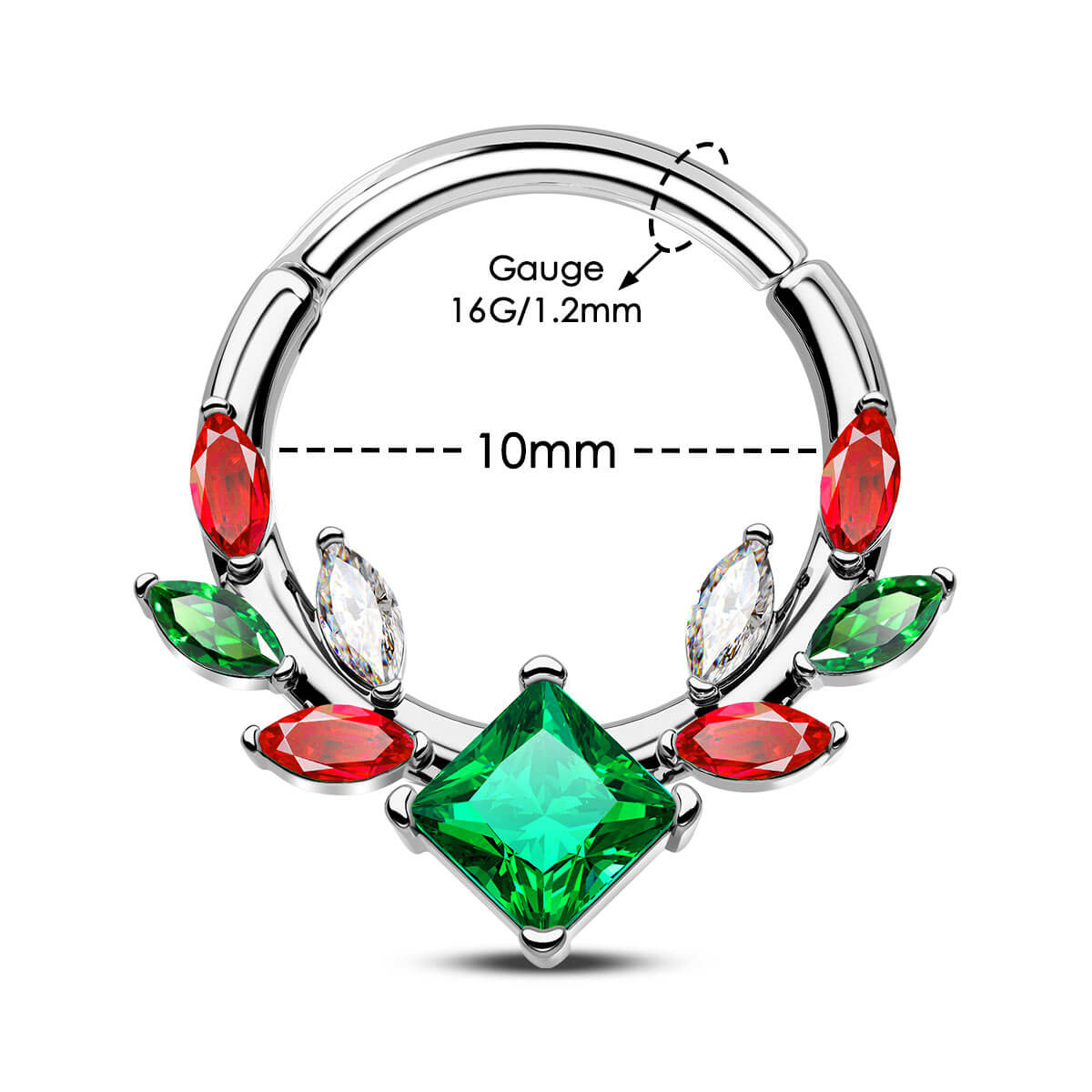 Christmas Gem Segment Septum Ring