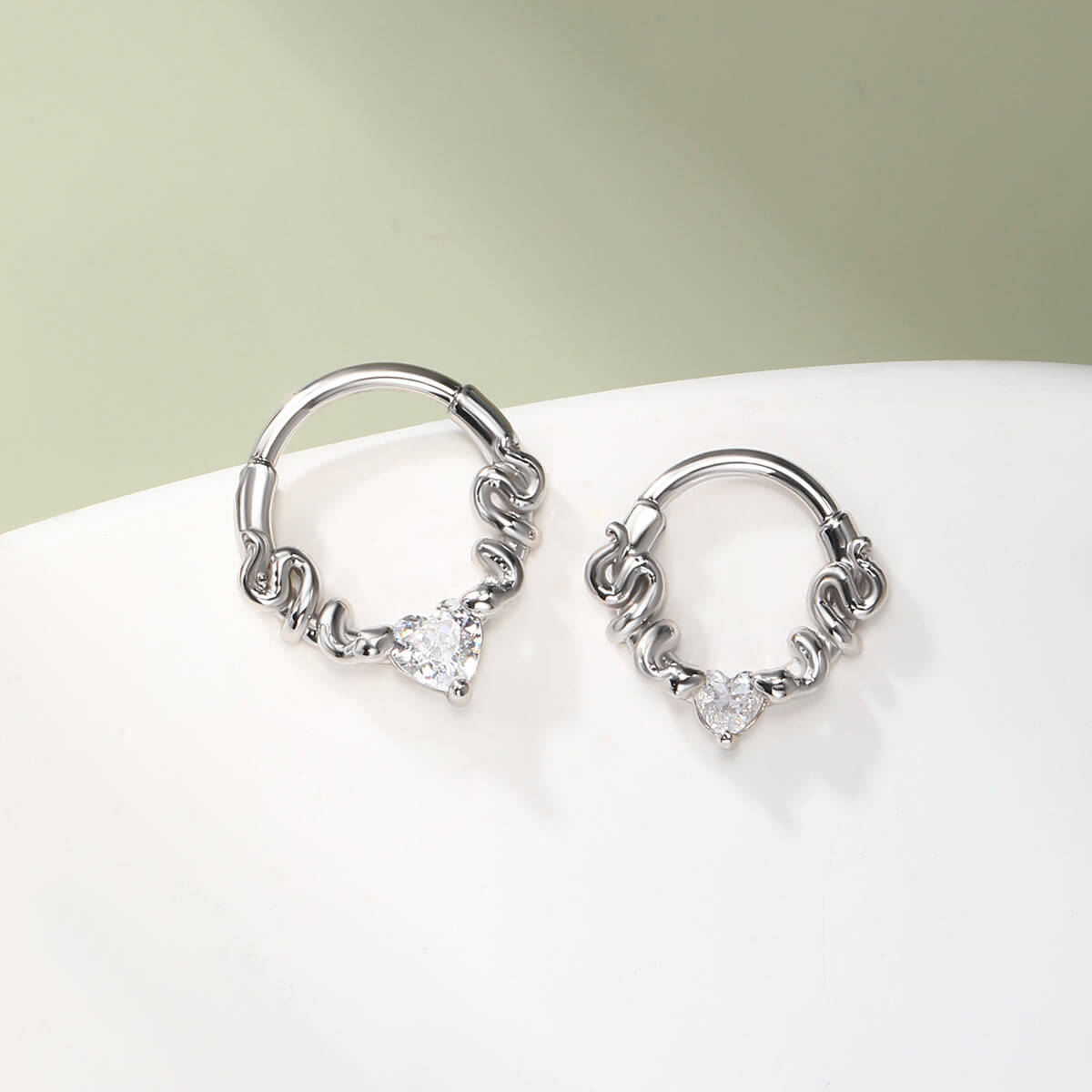 CZ Snake and Heart Segment Septum Ring