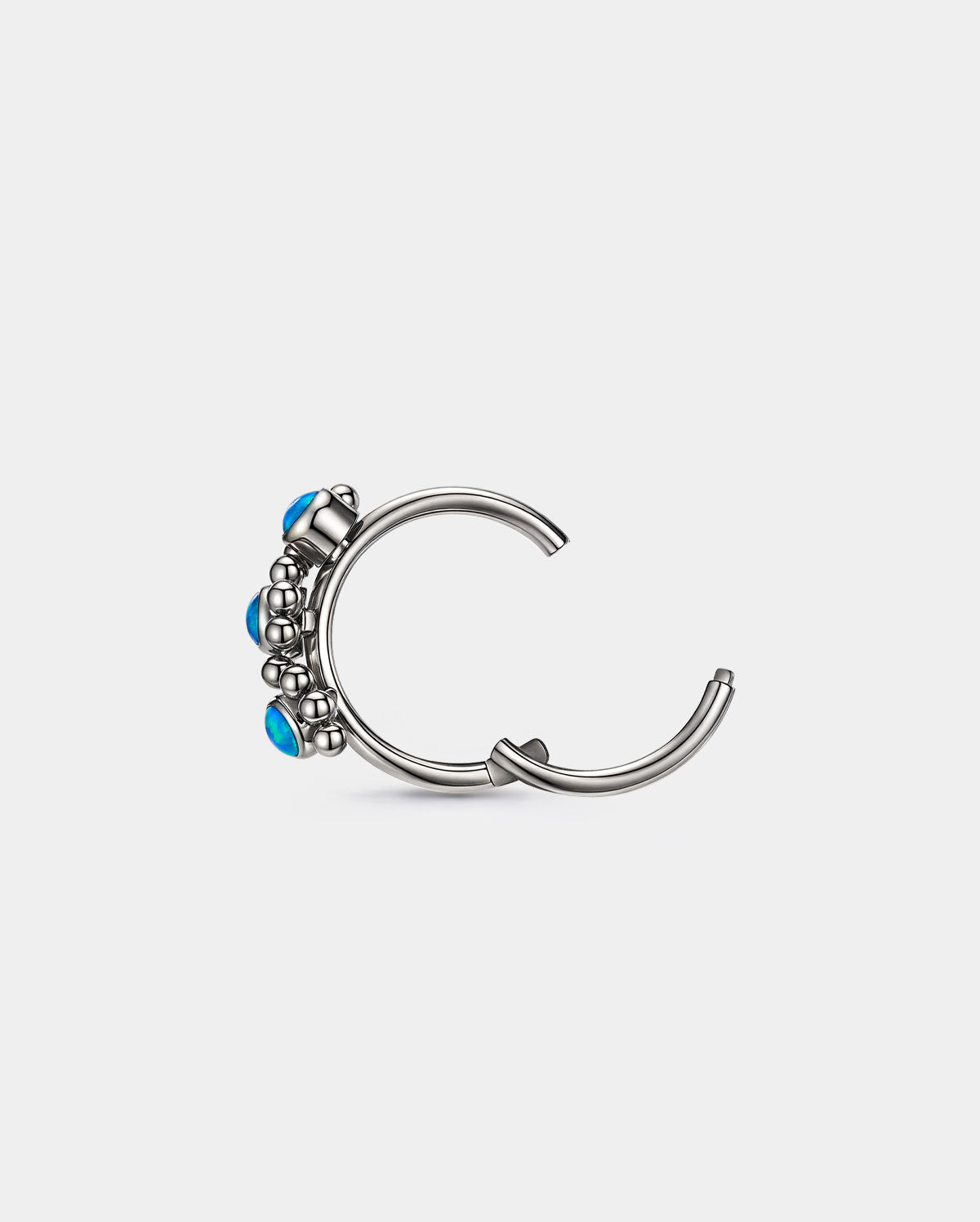 Triple Synthetic Synthetic Opal Beaded Side Nose Hoop