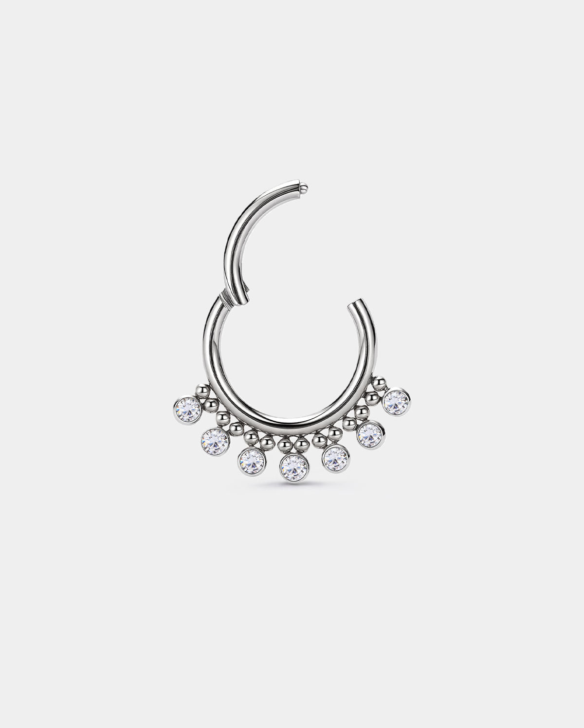 Delicate Beaded & CZ Segment Septum Hoop
