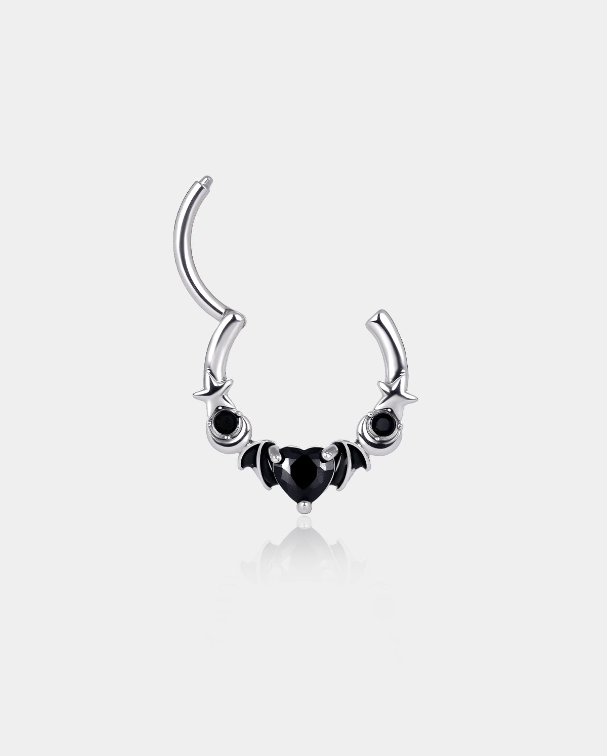 Bat Heart CZ Daith Septum Ring