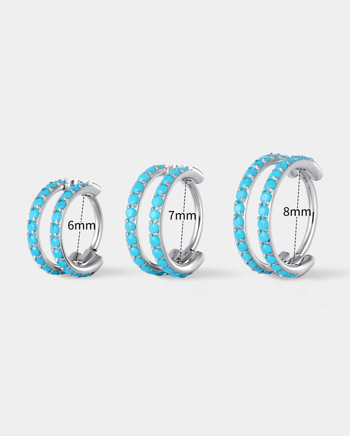 20G Double Row Turquoise Hoop Nose Ring