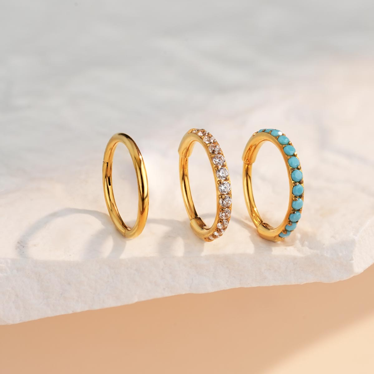 3PCS 20G Minimalist Single Hoop Nose Rings Set