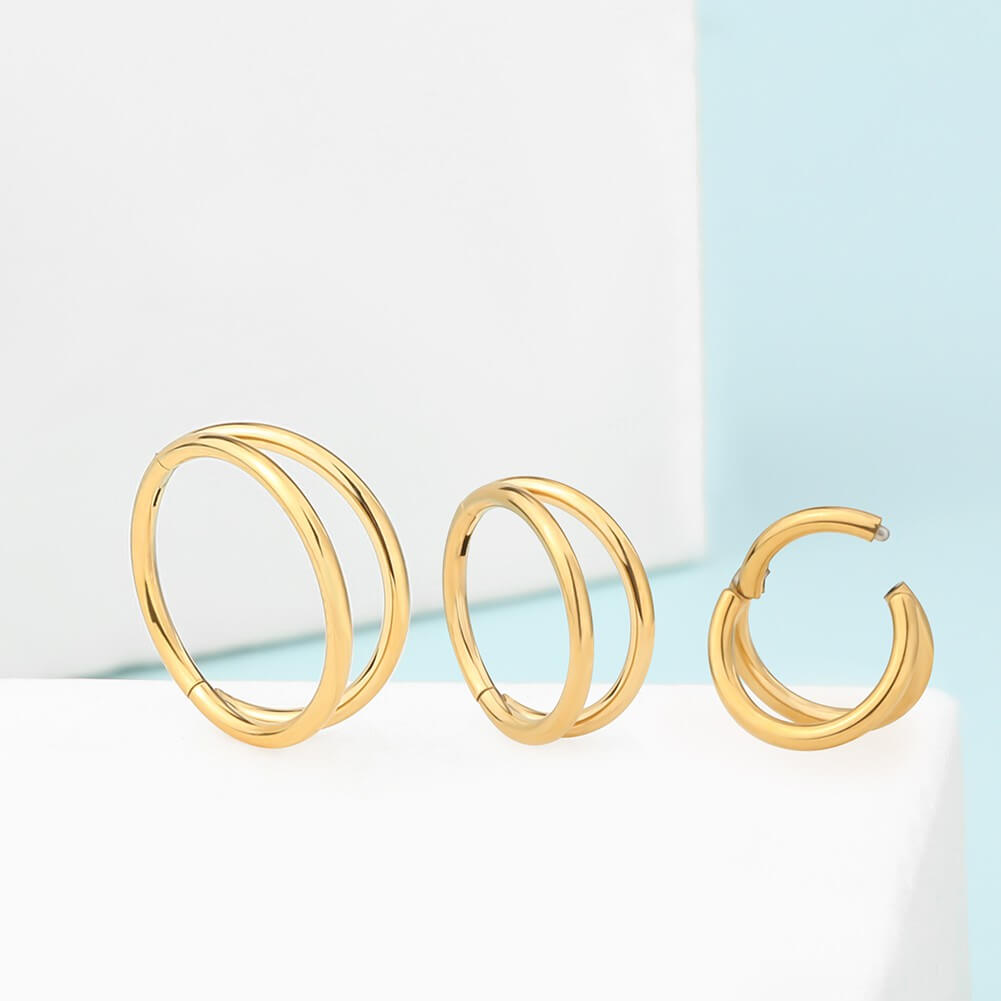18G Double Hoop Hinged Segment Nose Ring