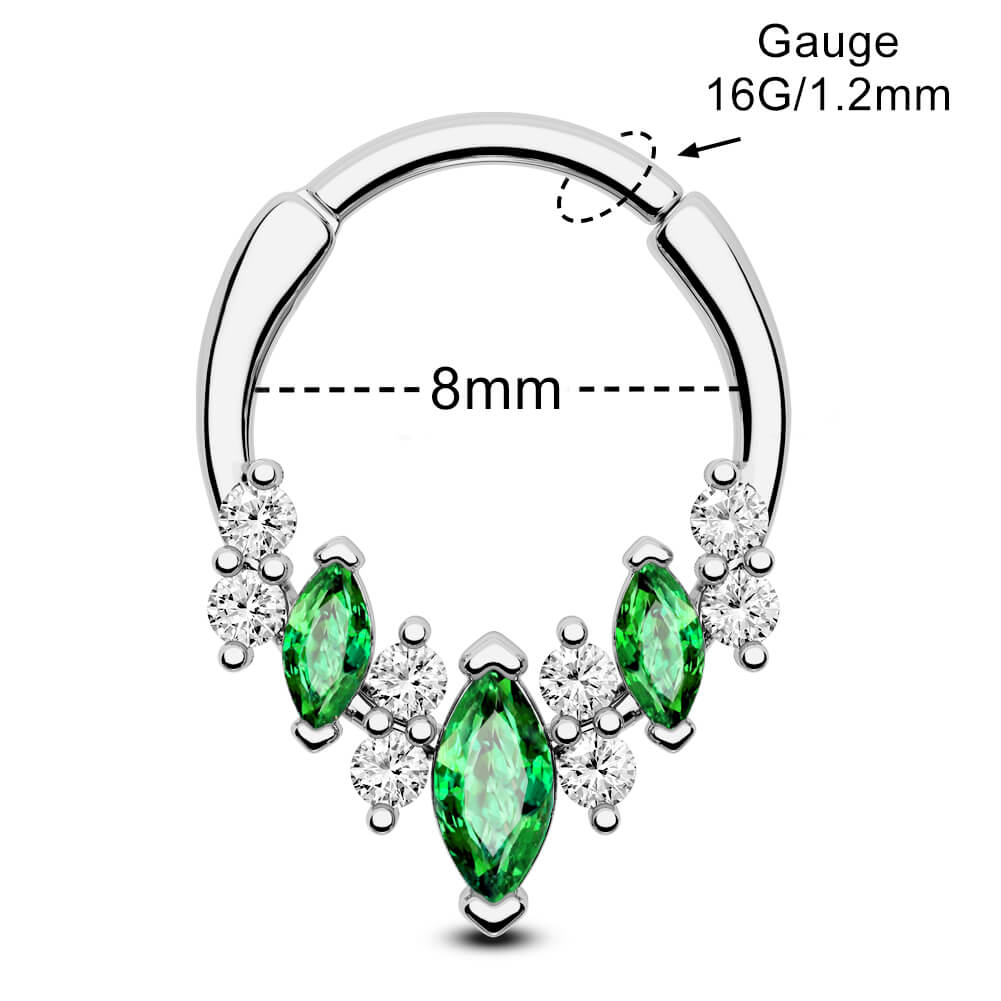 Emerald Gems Clear CZ Clicker Septum Ring