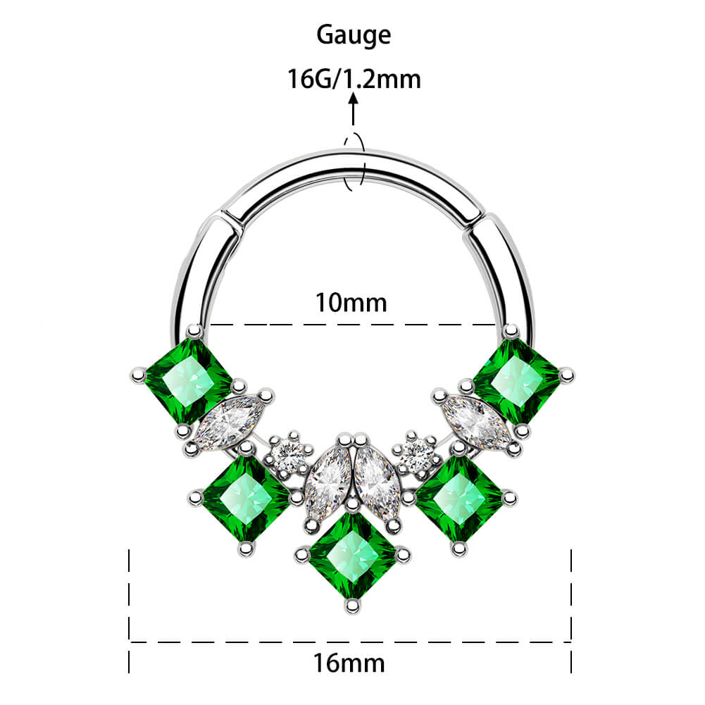 Verdant Green Gem Hinged Segment Septum Ring