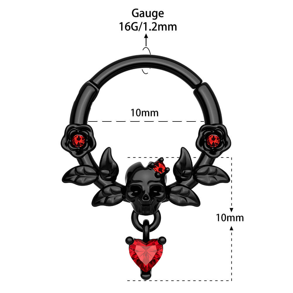 Rose Skull Head Dangle Septum Ring