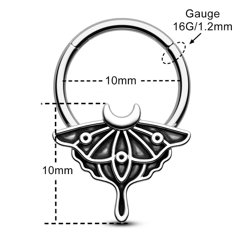Retro Moon Phase Moth Segment Septum Ring