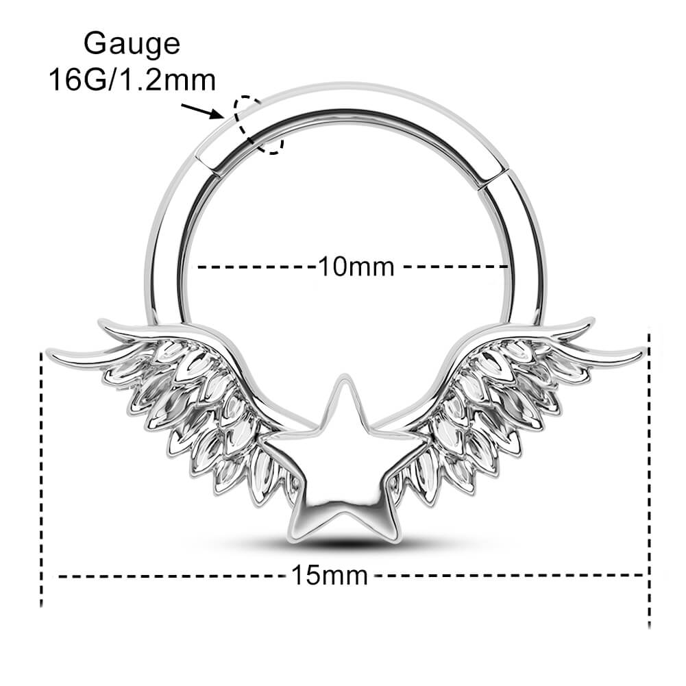 Wings & Star Hinged Segment Septum Ring