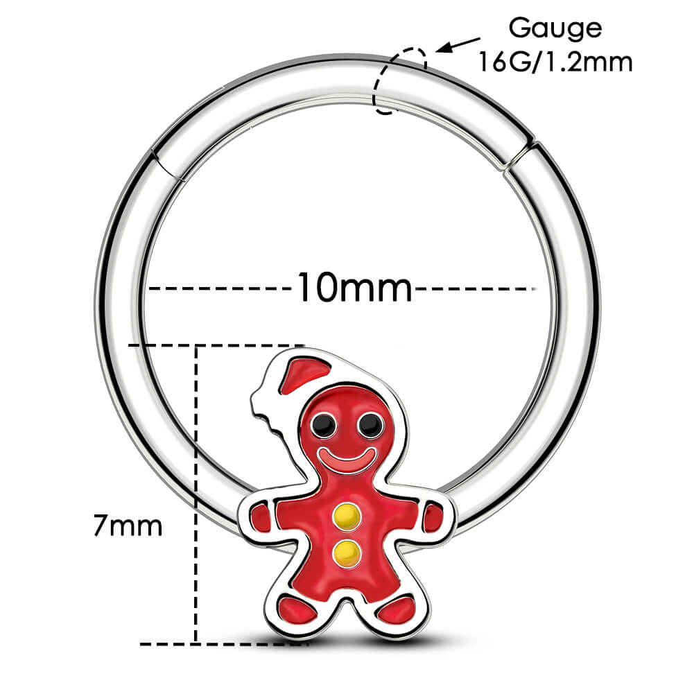 Christmas Gingerbread Man Septum Ring