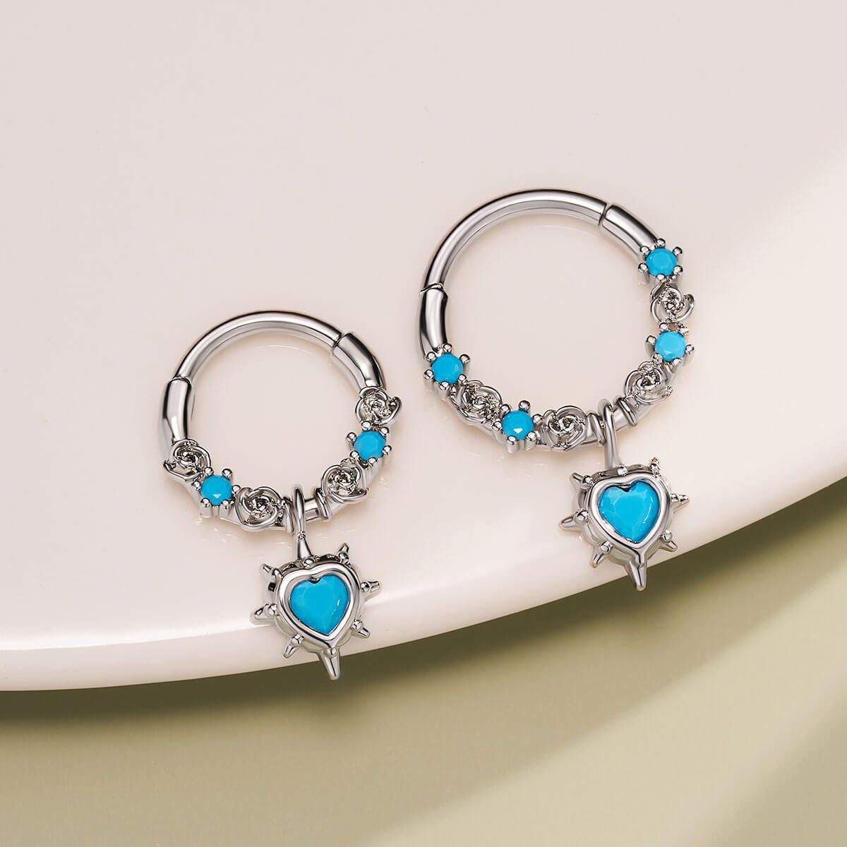 Heart Turquoise Hinged Segment Septum Ring