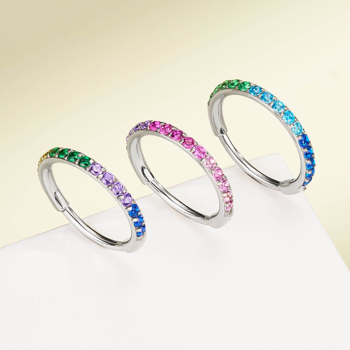 Iridescent CZ Segment Nose Hoop
