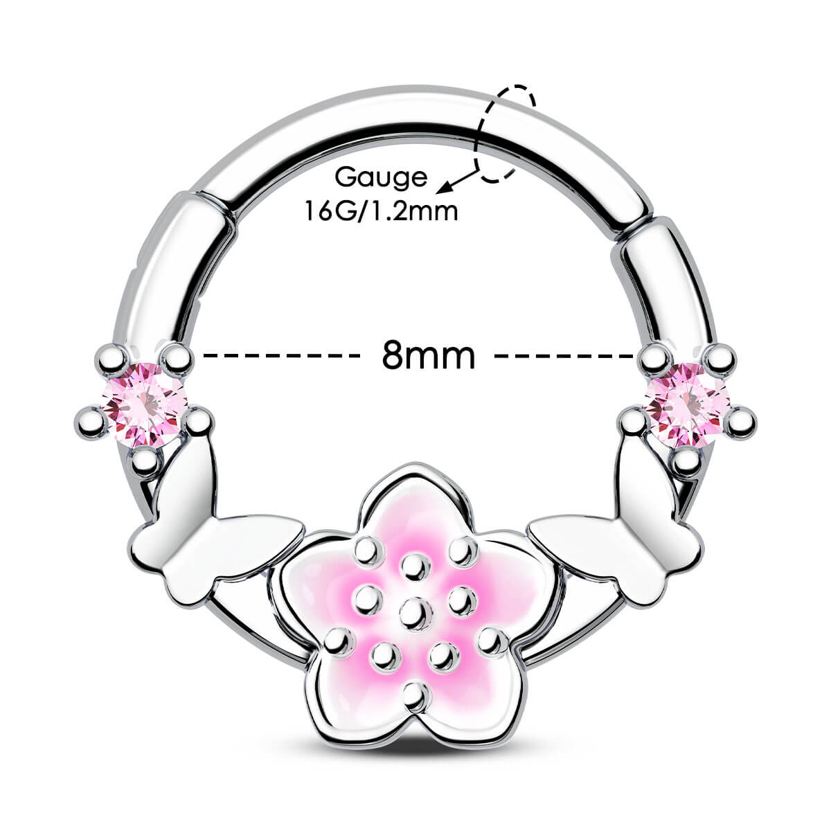 Butterfly & Sakura Hinged Segment Septum Ring