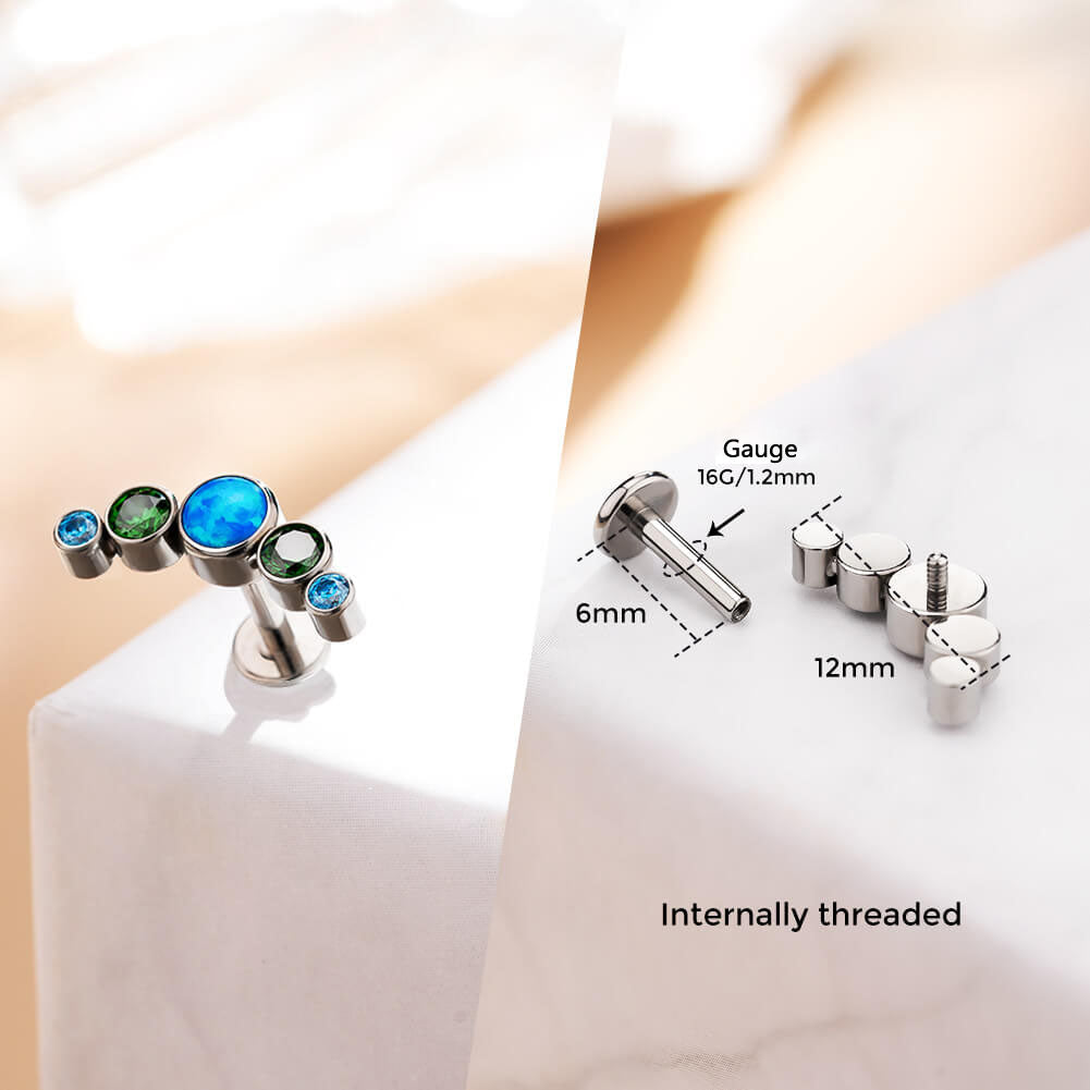 Multi-Color CZ Titanium Cartilage Stud