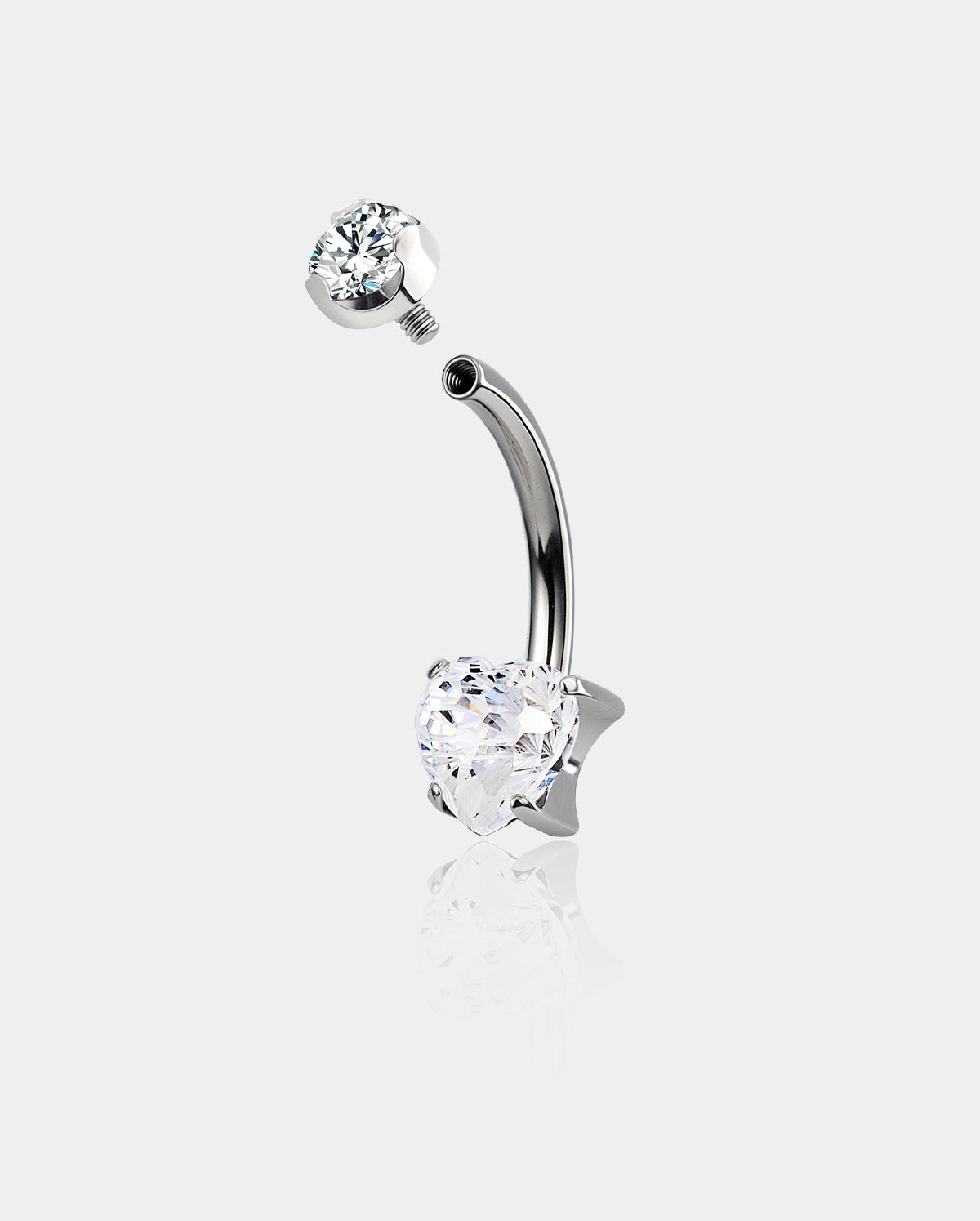 Heart Firework Cut CZ Titanium Belly Ring
