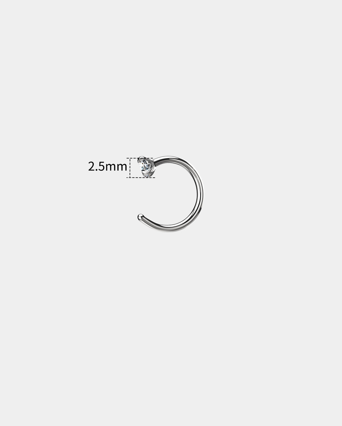 18G 2PCS Titanium CZ Half Hoop Nose Studs
