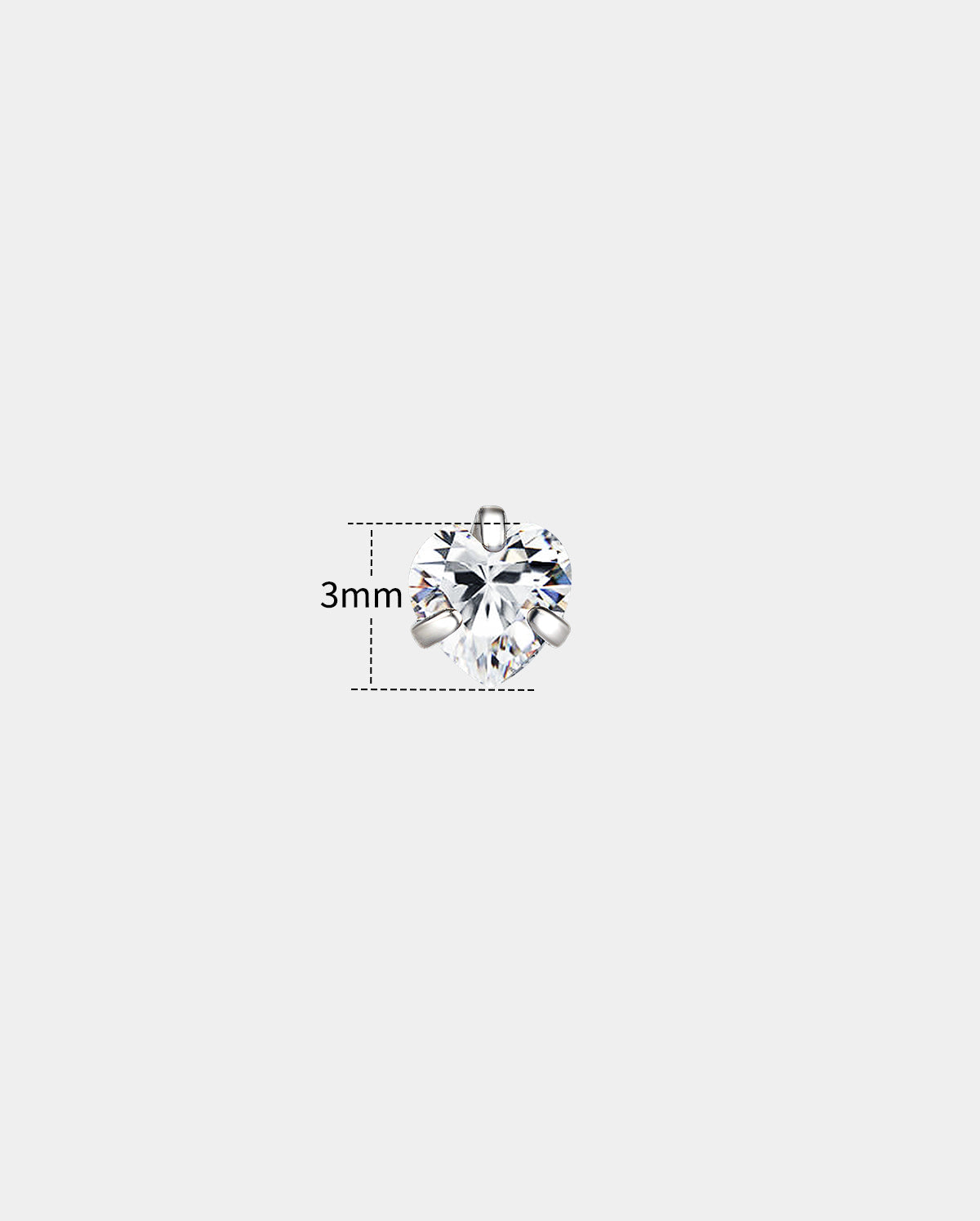 2PCS Titanium Heart CZ Nose Studs