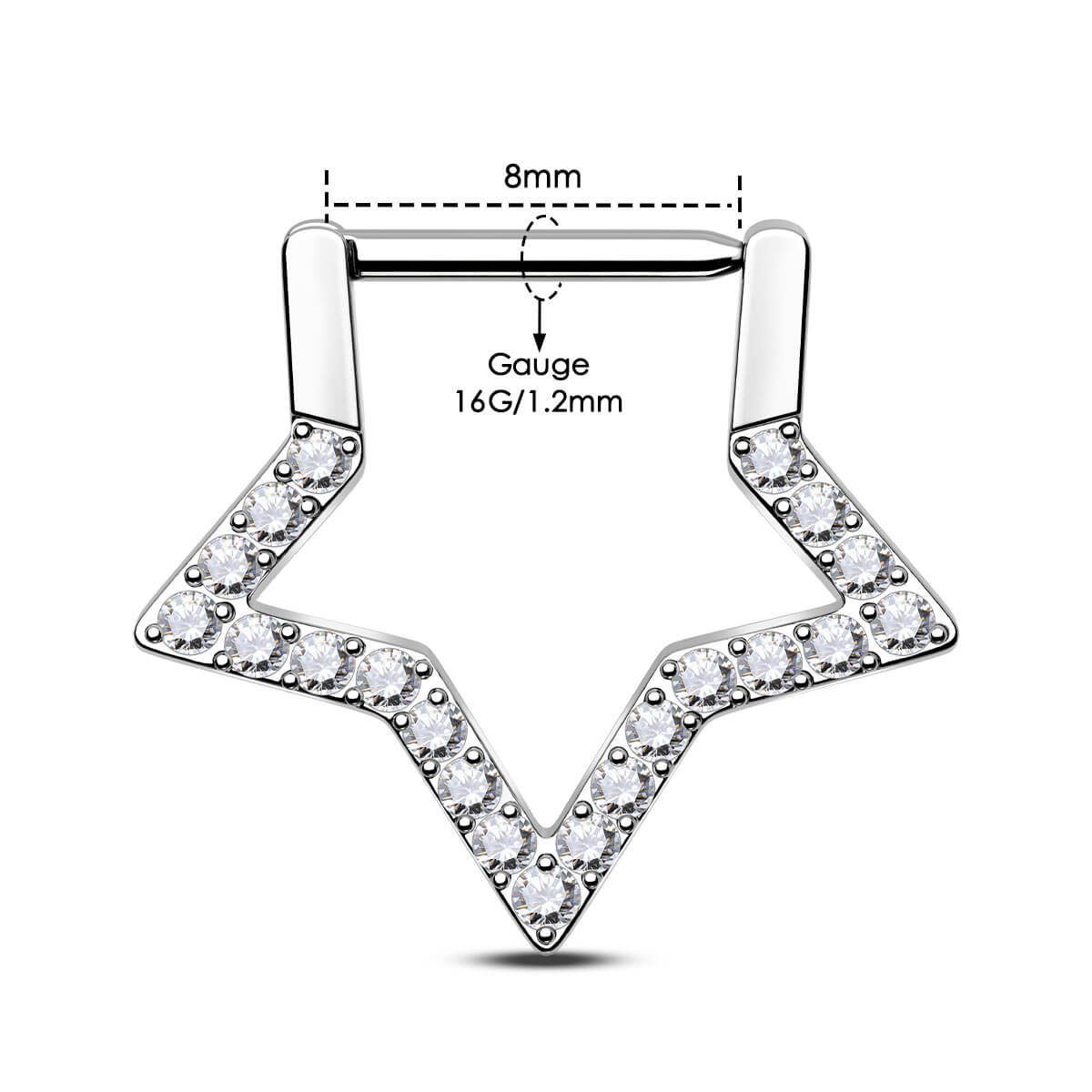 CZ Star Clicker Titanium Septum Ring