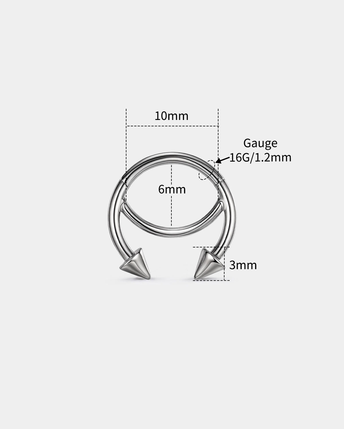Fixed-Spike Titanium Horseshoe Segment Septum Ring