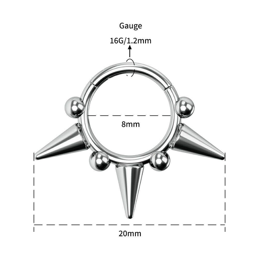 Triple Spikes Clicker Titanium Septum Hoop Ring