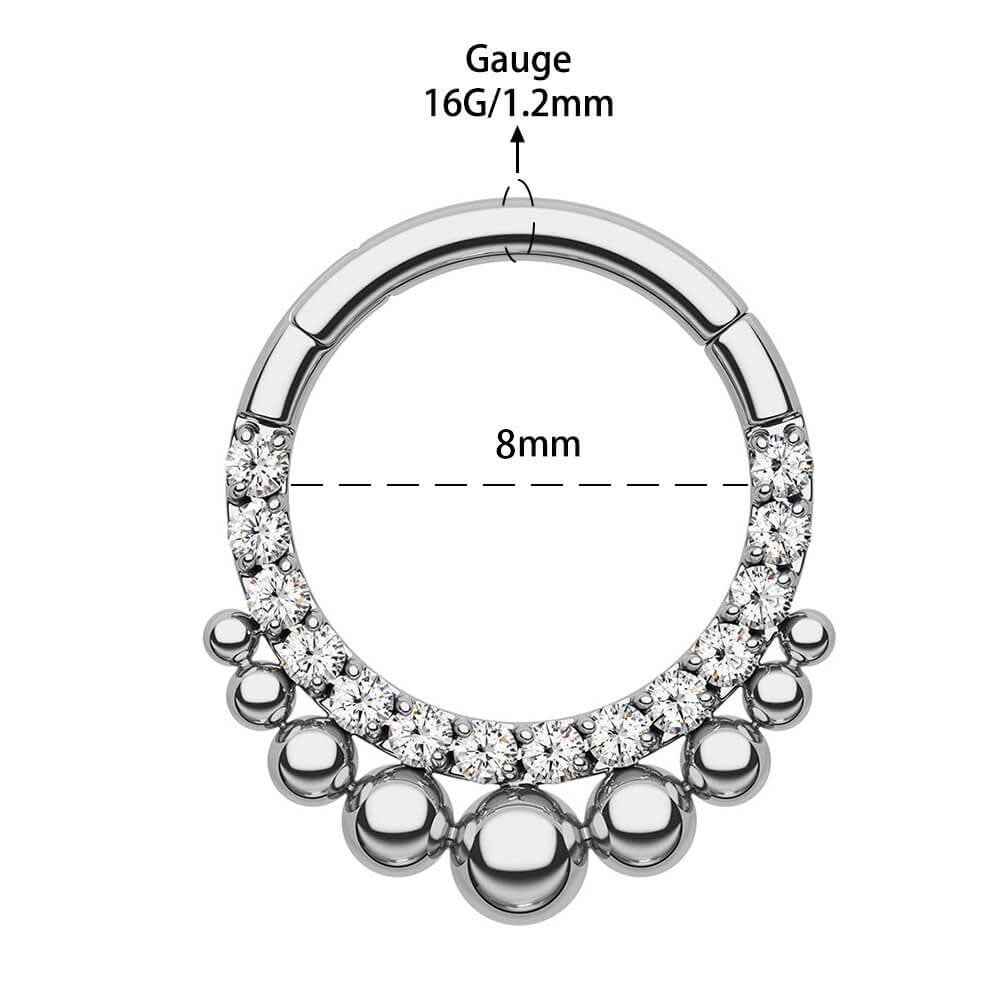 Beaded Hinged Titanium Daith Septum Ring
