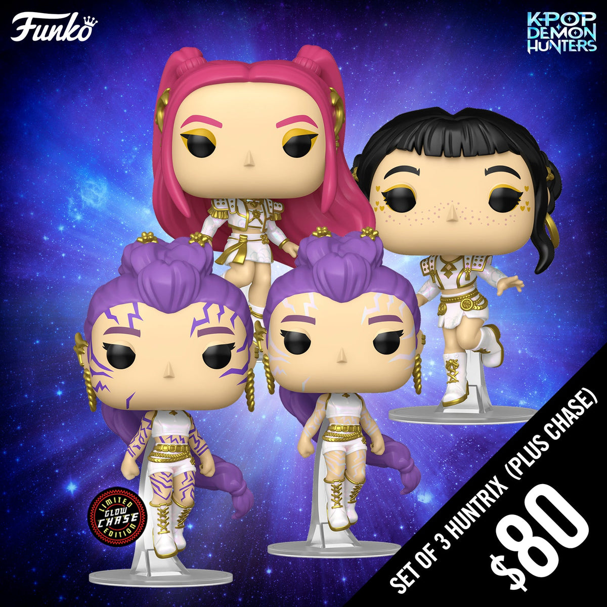 Pre-Order: Funko Pop! KPop Demon Hunter S2: Set of 3 Huntrix (Plus Chase)