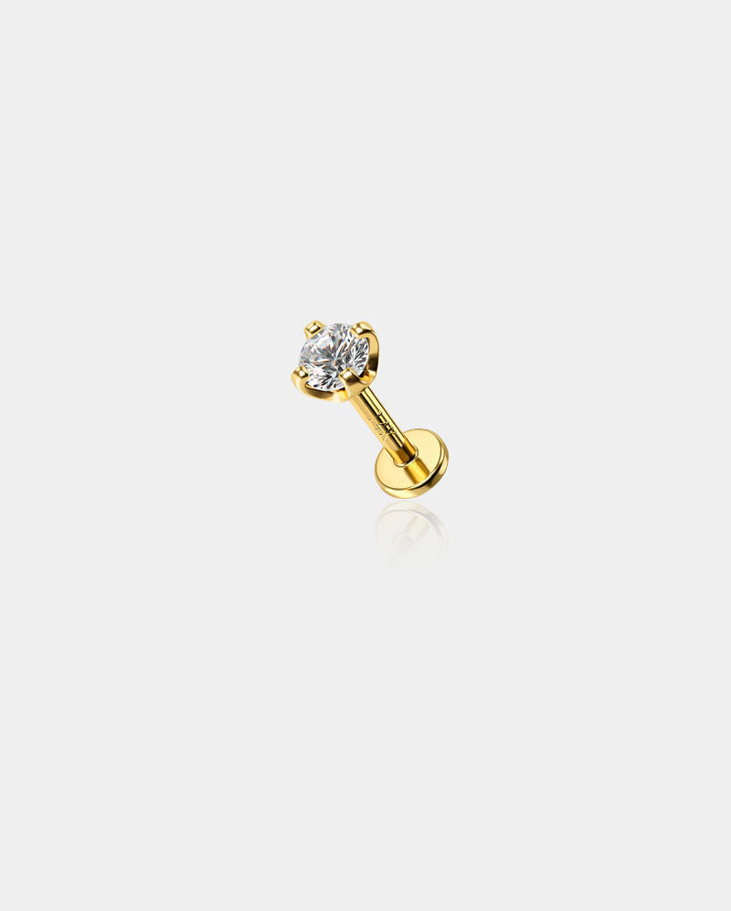 18G 14K Gold CZ Threadless Nose Stud