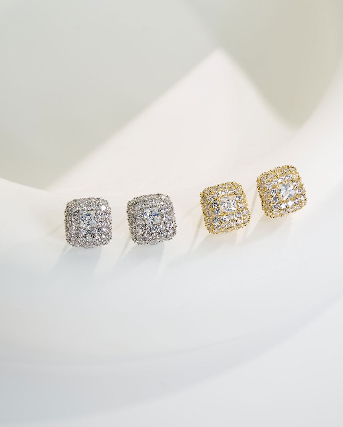 2PCS Luxe Pave Sparkle CZ Stud Earrings