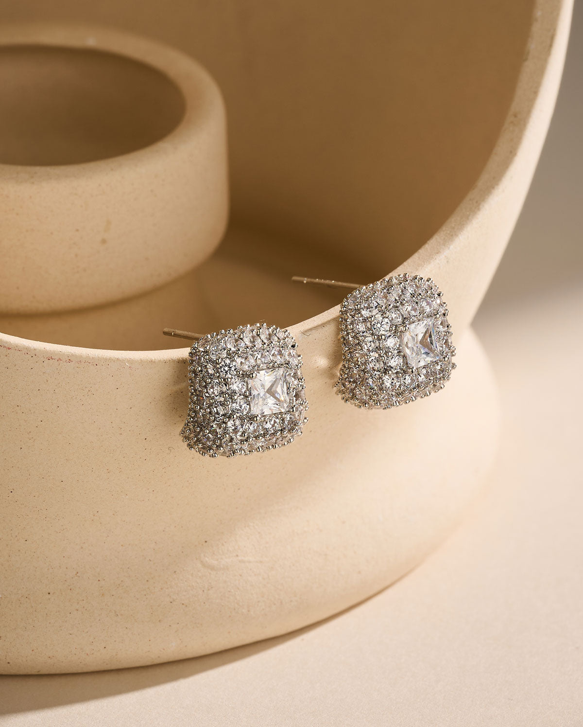 2PCS Luxe Pave Sparkle CZ Stud Earrings